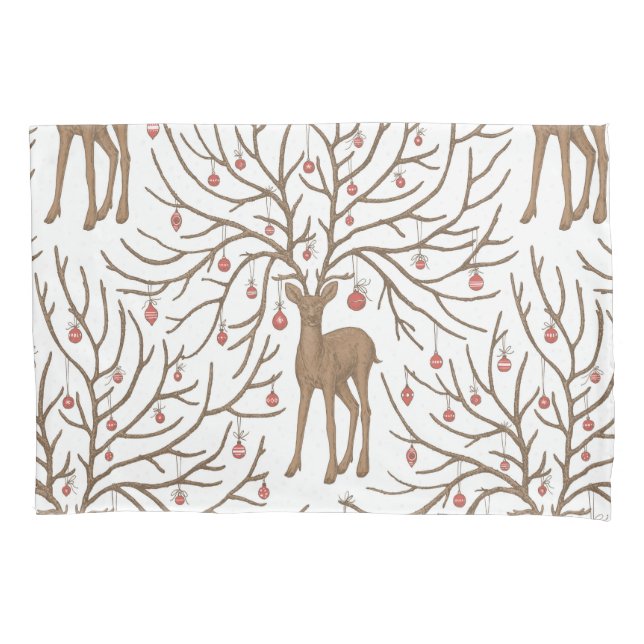 Housse D'oreillers Christmas deer on white (devant-gauche)