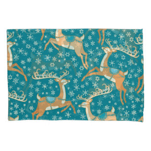 Housse D'oreillers Christmas Reindeer : Vintage Motif sans couture.