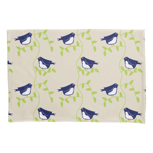 Housse D'oreillers Cinquante-neuf - deux oiseaux bleus coussin coque (devant)