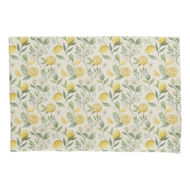 Housse D'oreillers Citrons & Fleurs Motif Coque Coussin (devant)