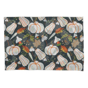 Housse D'oreillers Citrouille continu motif floral noir et blanc