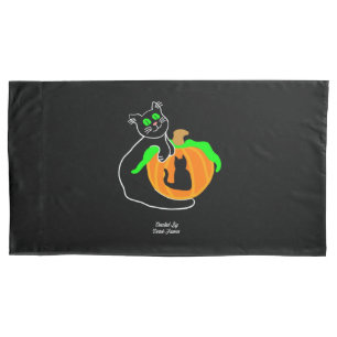 Housse D'oreillers Citrouille de chat noir King Size Pillowcase