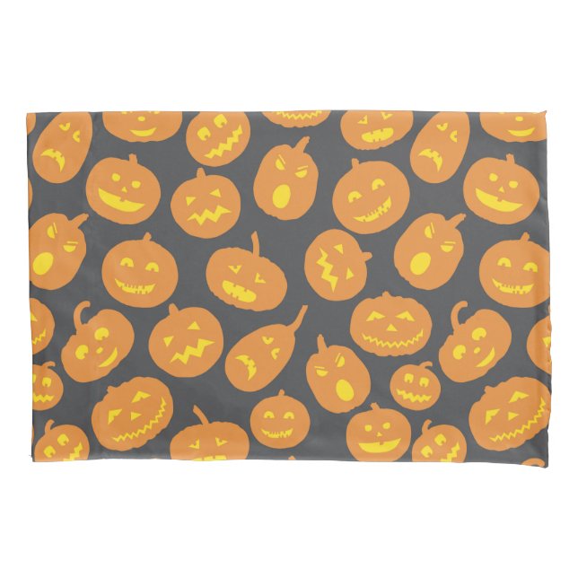 Housse D'oreillers Citrouille d'Halloween Orange Black Jack O'Lantern (devant)