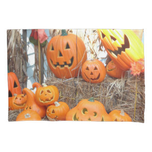 Housse D'oreillers Citrouille halloween Jack-o'-lantern orange citrou
