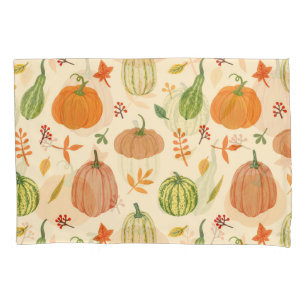 Housse D'oreillers Citrouille vert et orange, motif sans soudure.