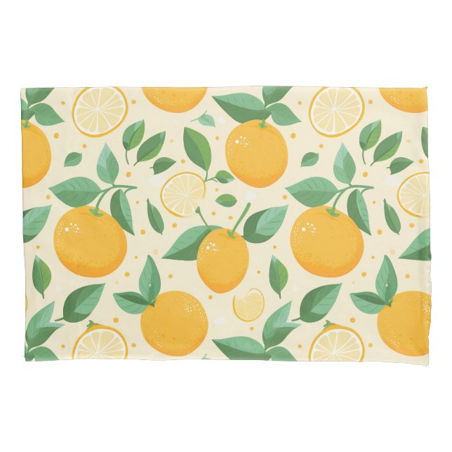 Housse D'oreillers Citrus citron jaune motif de fruits tropicaux (devant)