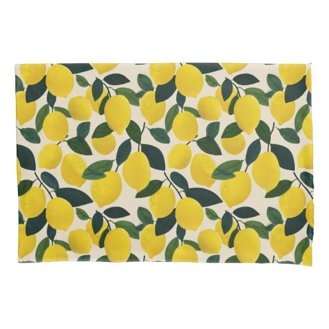 Housse D'oreillers Citrus Fruit Yellow Lemons Pattern Mediterranean  (devant)