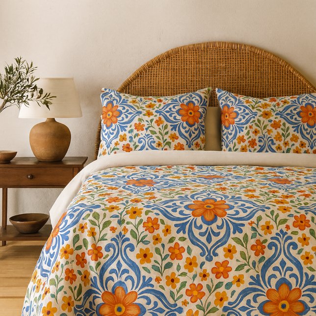 Housse D'oreillers Classic Ethnic Méditerranéen Floral Art Motif (Créateur téléchargé)