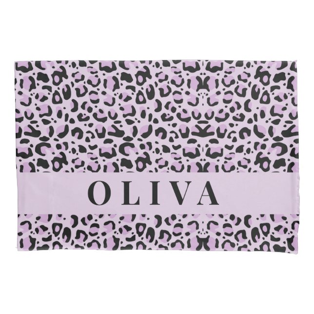 Housse D'oreillers Classic Personalized Pink Leopard Print (devant)