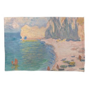Housse D'oreillers Claude Monet - Etretat : Plage et Falaise d'Amont