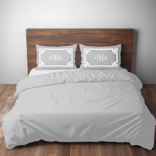Housse D'oreillers Clé gris clair Grec Monogramme Coussin Coque stand