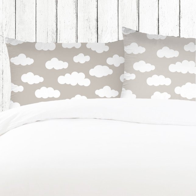 Housse D'oreillers Clouages Pastel Blanc Et Gris Esthétique (Créateur téléchargé)