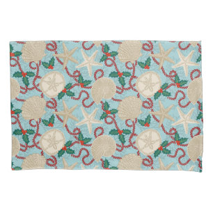 Housse D'oreillers Coastère de Noël Coques de mer tropicale - Aqua