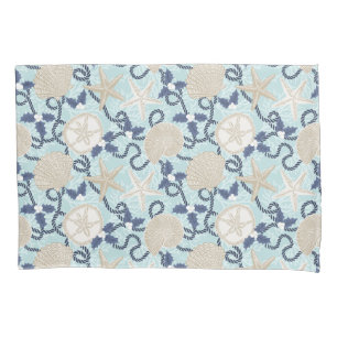Housse D'oreillers Coastère de Noël Coques de mer tropicale - Bleu