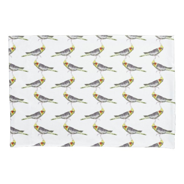 Housse D'oreillers Cockatiel Frénésie (choisir la couleur) (devant-gauche)