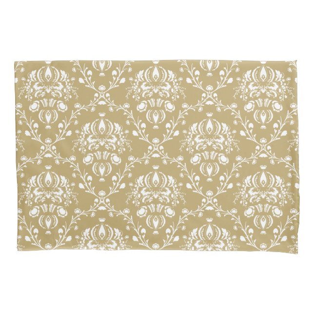 Housse D'oreillers Cocoa and Cream Damask (devant-gauche)
