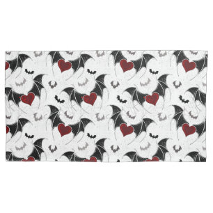 Housse D'oreillers Coeur d'Halloween avec ailes de chauve-souris noir