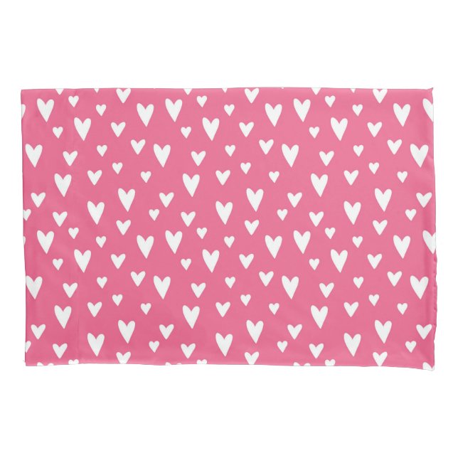 Housse D'oreillers Coeurs d'amour romantique Rose Blanc Fille Valenti (devant)