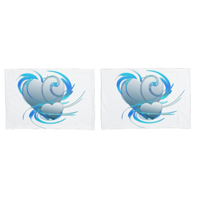 Housse D'oreillers Coeurs de tourbillon (devant-Set)