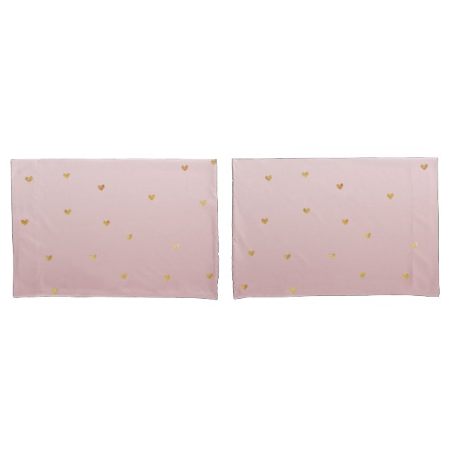 Housse D'oreillers Coeurs Ombres dorés rose (devant-Set)