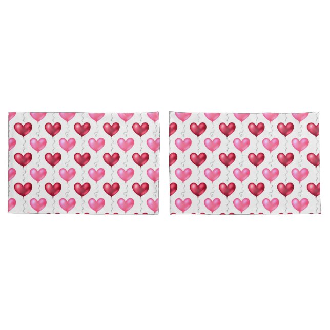 Housse D'oreillers Coeurs rose et rouge Saint Valentin Amour (Dos-Set)