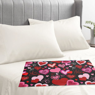 Housse D'oreillers Cœurs rouges roses noirs Motif d'amour