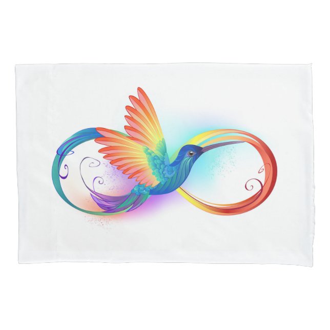 Housse D'oreillers Colibri arc-en-ciel avec symbole Infinity (devant)
