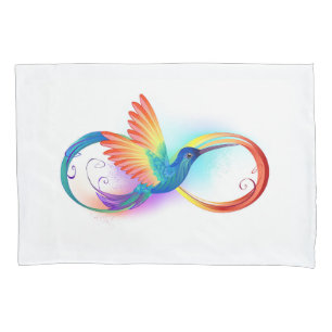 Housse D'oreillers Colibri arc-en-ciel avec symbole Infinity