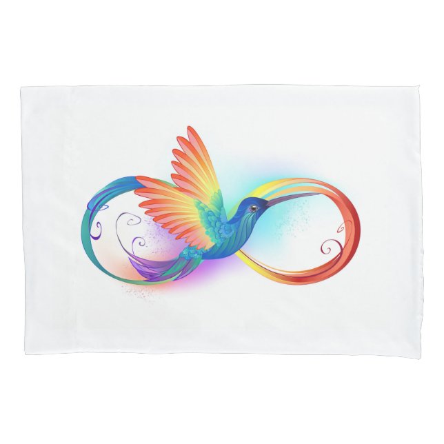 Housse D'oreillers Colibri arc-en-ciel avec symbole Infinity (devant-gauche)