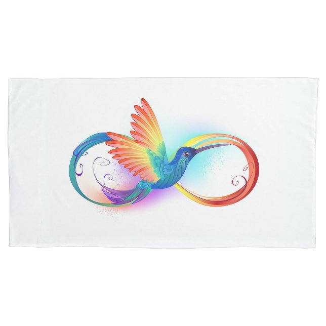 Housse D'oreillers Colibri arc-en-ciel avec symbole Infinity (devant-gauche)