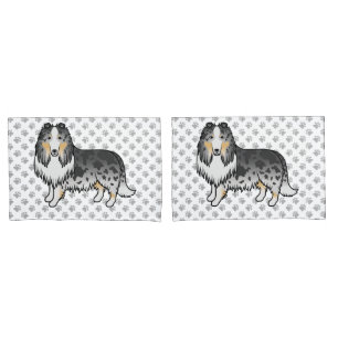 Housse D'oreillers Collie Rough Merle Bleu Chien de Dessin Animé Mign