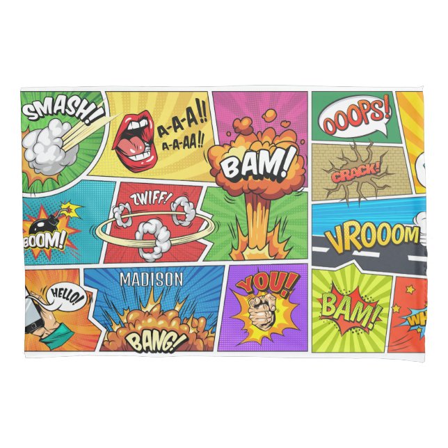 Housse D'oreillers Comics de noms personnalisés (devant)
