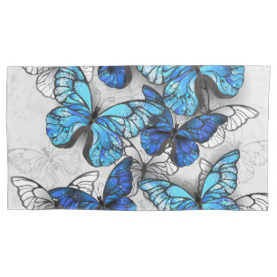 Housse D'oreillers Composition des White and Blue Butterflies