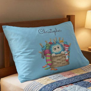 Housse D'oreillers Conception de monstre de chaussette bleu mignon et