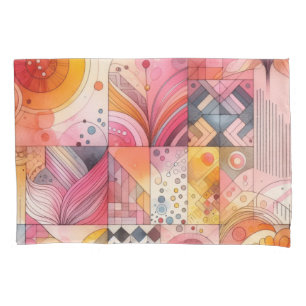 Housse D'oreillers Conception géométrique colorée rose abstrait
