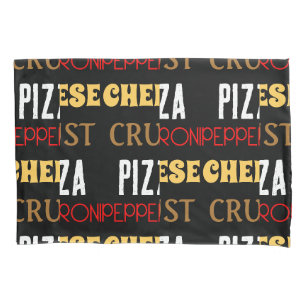 Housse D'oreillers Cool plaisir pizza pepperoni fromage croûte texte 