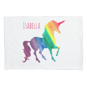 Housse D'oreillers Cool Rainbow Watercolor Unicorn Béatin Enfants