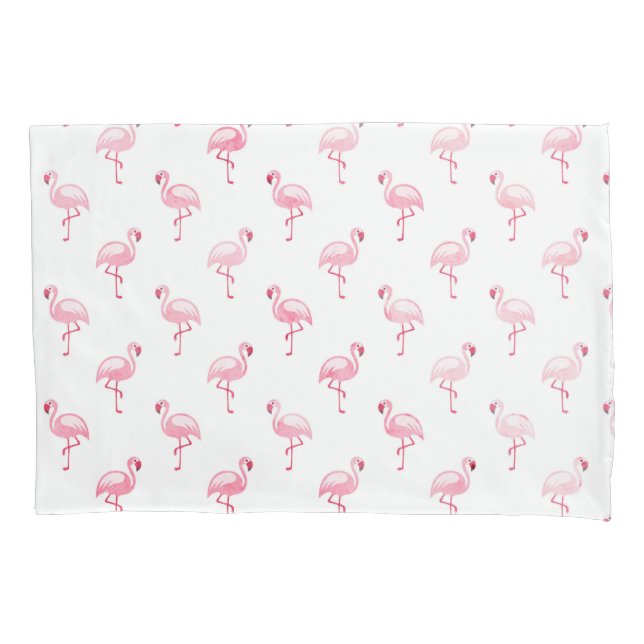 Housse D'oreillers Cool rose Tropical Flamingo Patte sur blanc (devant)