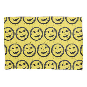 Housse D'oreillers Cool Sardé Joyeux visage souriant motif jaune