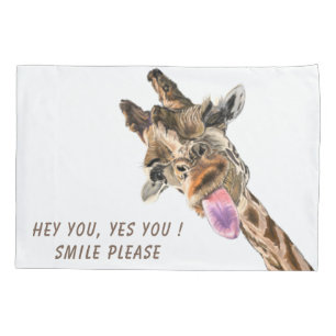 Housse D'oreillers Coque Coussin amusant avec Giraffe joueuse - Smile