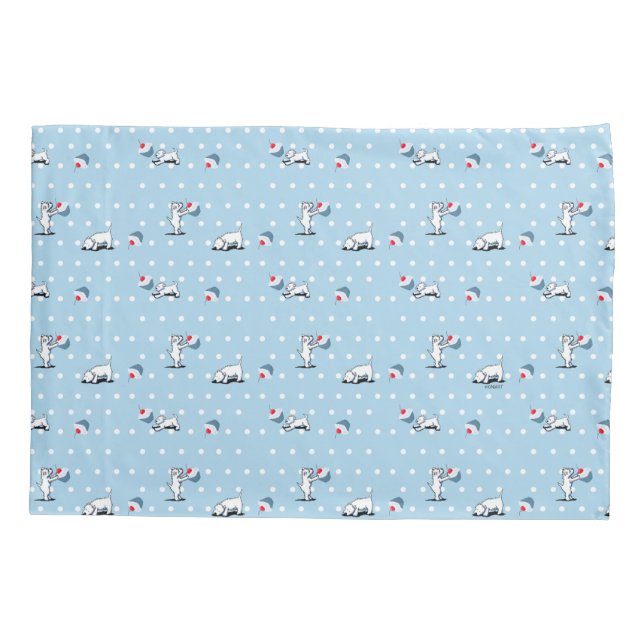 Housse D'oreillers Coque Coussin bleu KiniArt Westie Cupcake (Dos)