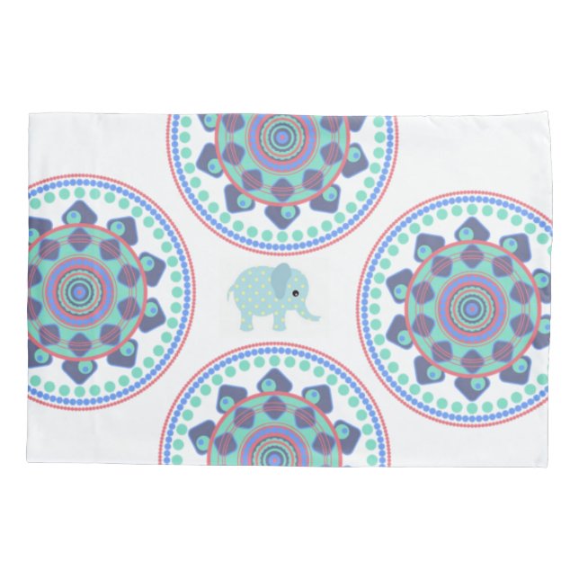 Housse D'oreillers Coque coussin Blue Elephant Mandala (Dos)