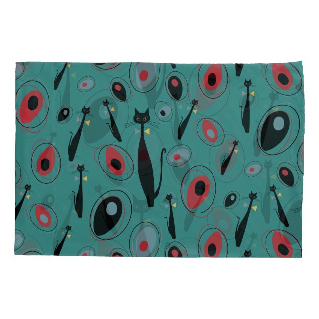 Housse D'oreillers Coque coussin | Chats atomiques modernes du milieu (Dos)