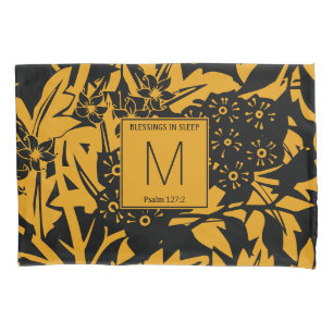 Housse D'oreillers Coque Coussin de Monogramme Floral Jaune