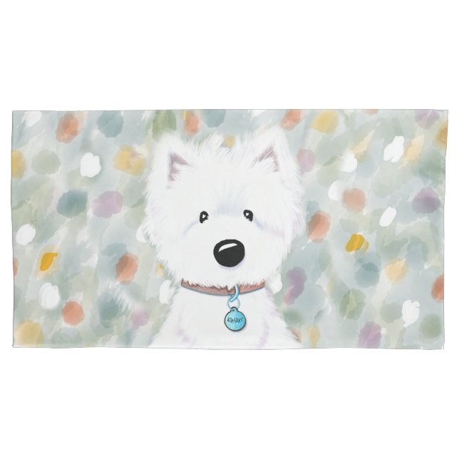 Housse D'oreillers Coque Coussin d'impressions KiniArt Westie (devant-gauche)