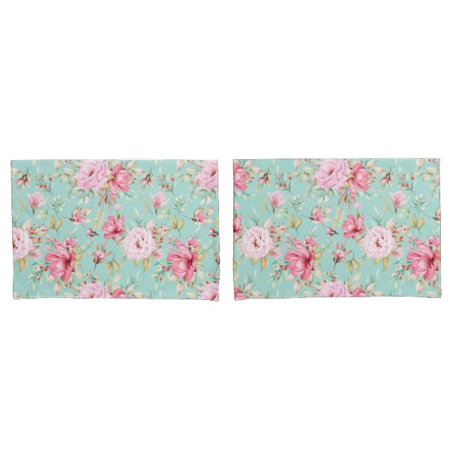 Housse D'oreillers Coque Coussin floral (devant-Set)