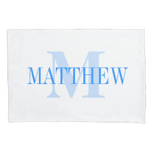Housse D'oreillers Coque Coussin personnalisé Monogramme bleu