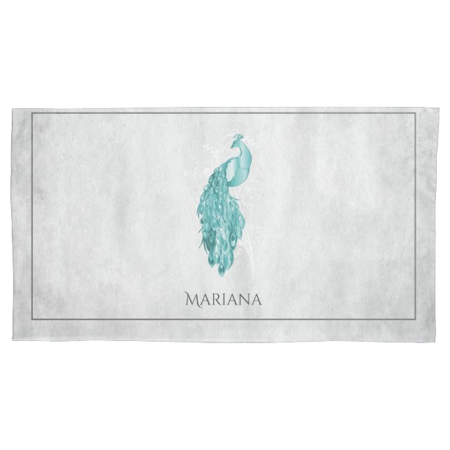 Housse D'oreillers Coque Coussin turquoise Elegant Peacock (devant)
