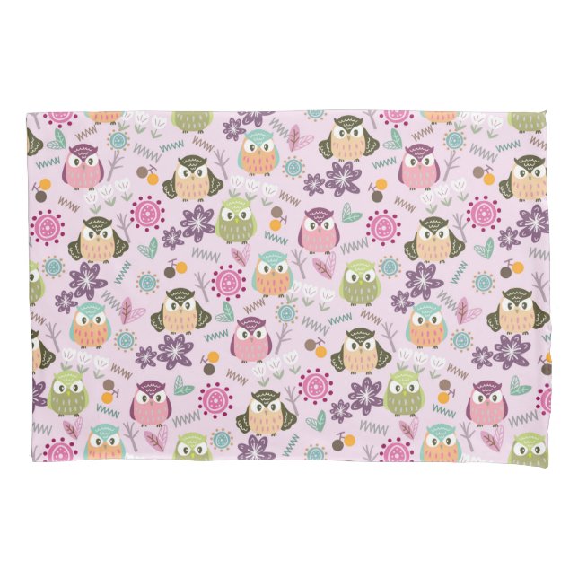 Housse D'oreillers Coque de Coussin rose Cute Owl (devant)