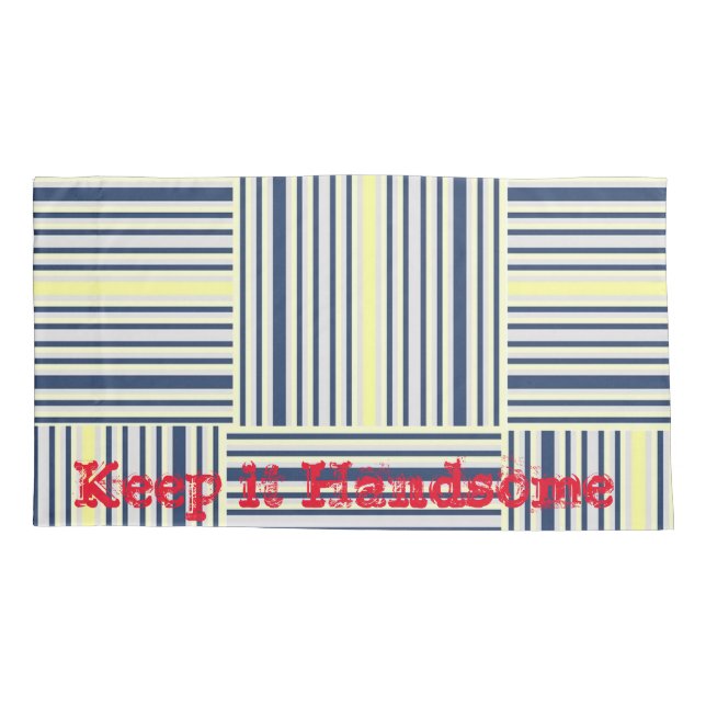 Housse D'oreillers Coques coussins Gardez-le beau Bleu Jaune Bande (Dos)